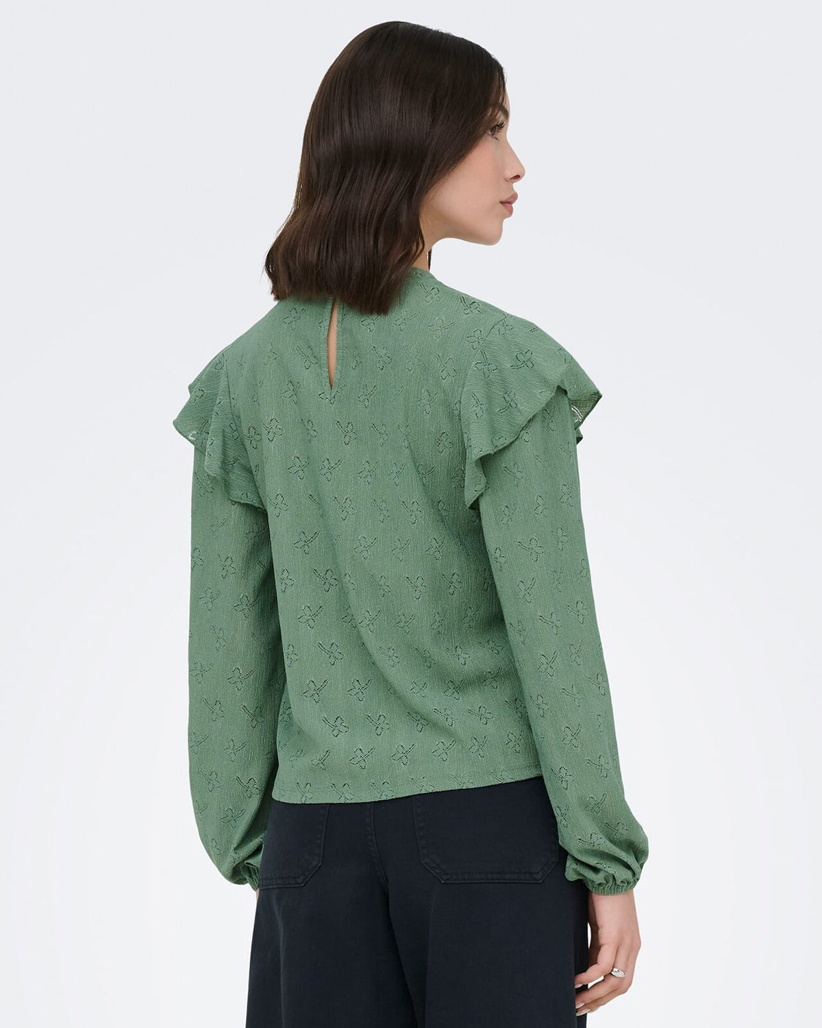 JDY Topp Lollie Frill - Hedge Green