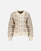 JDY Cardigan Promise Life L/S Collar - Whitecap Gray/ Cloud/ Mink Check