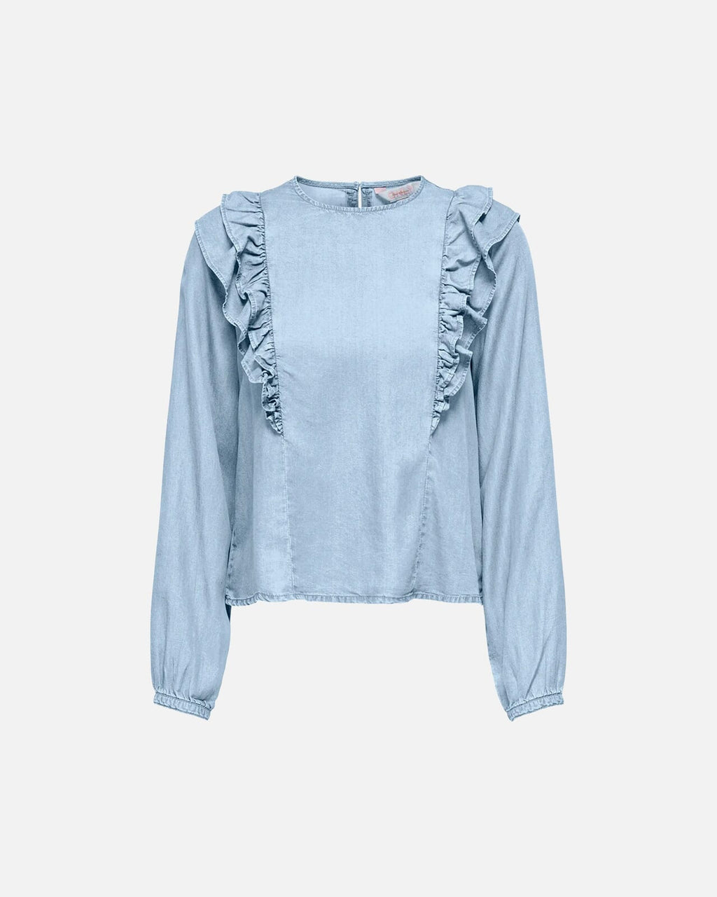 ONLY Topp Charis Frill Life LS - Medium Blue Denim