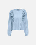 ONLY Topp Charis Frill Life LS - Medium Blue Denim