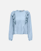 ONLY Topp Charis Frill Life LS - Medium Blue Denim