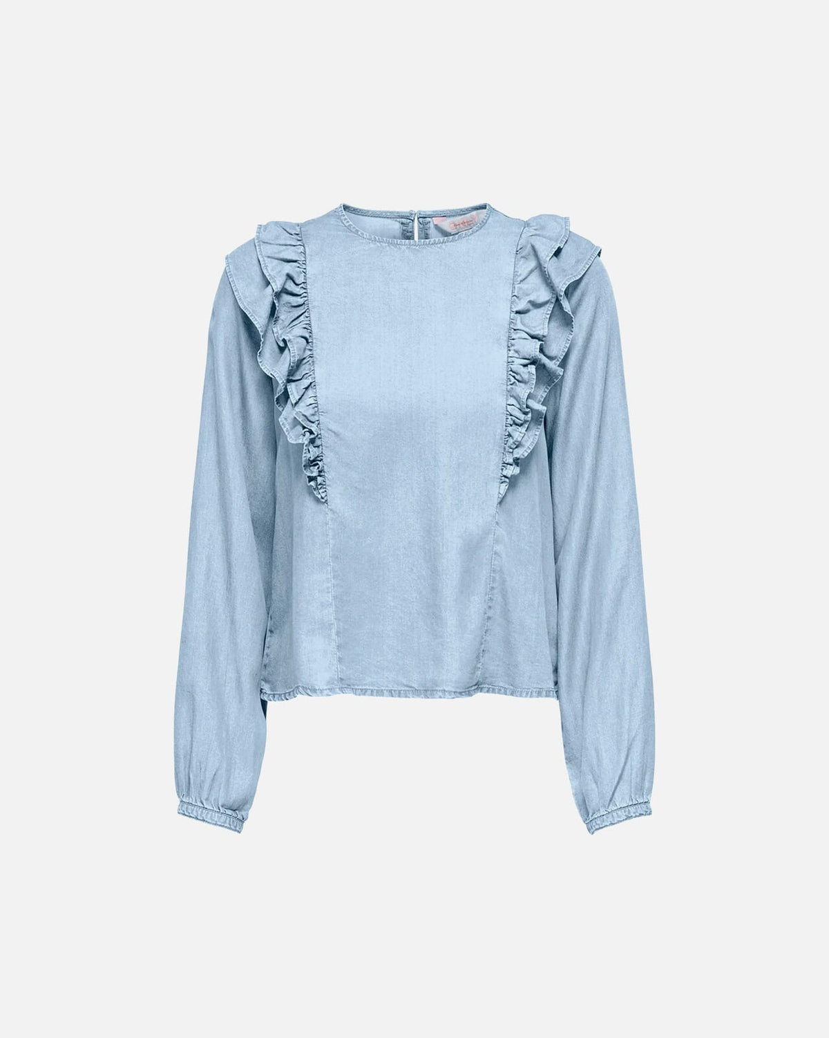 ONLY Topp Charis Frill Life LS - Medium Blue Denim