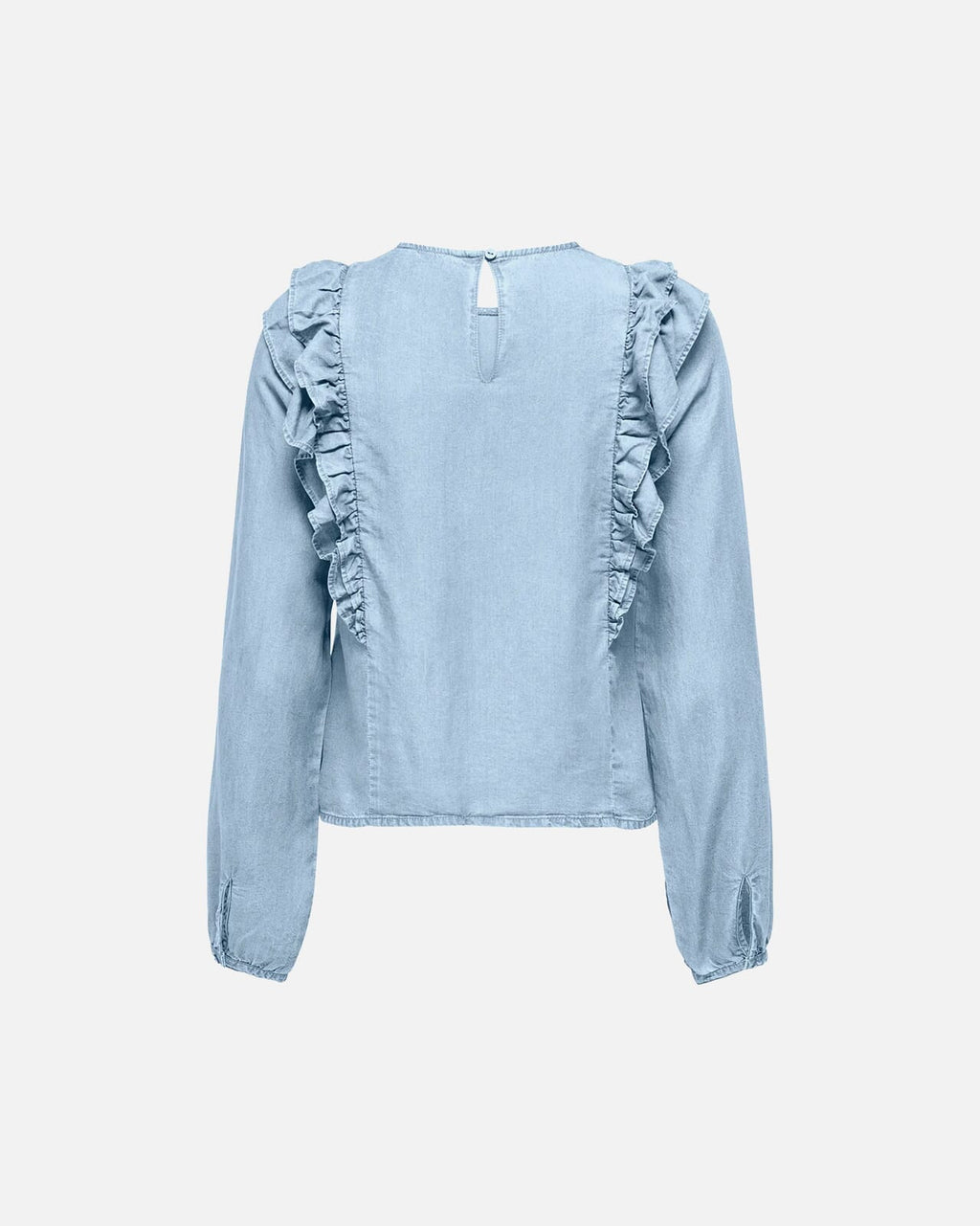 ONLY Topp Charis Frill Life LS - Medium Blue Denim