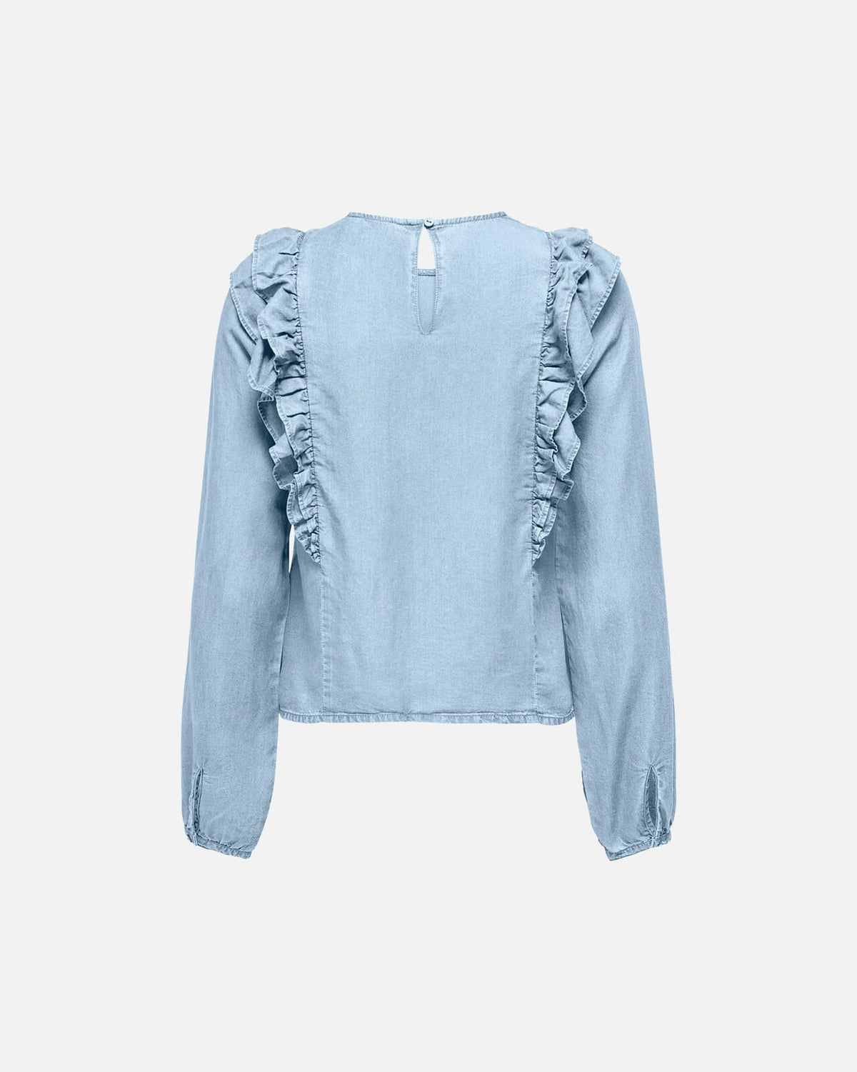 ONLY Topp Charis Frill Life LS - Medium Blue Denim