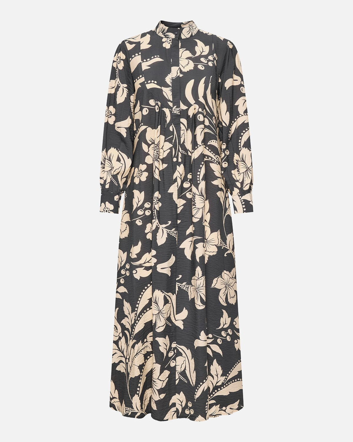JDY Maxikjole Troya Life L/S - Phantom/ Creme Flowers