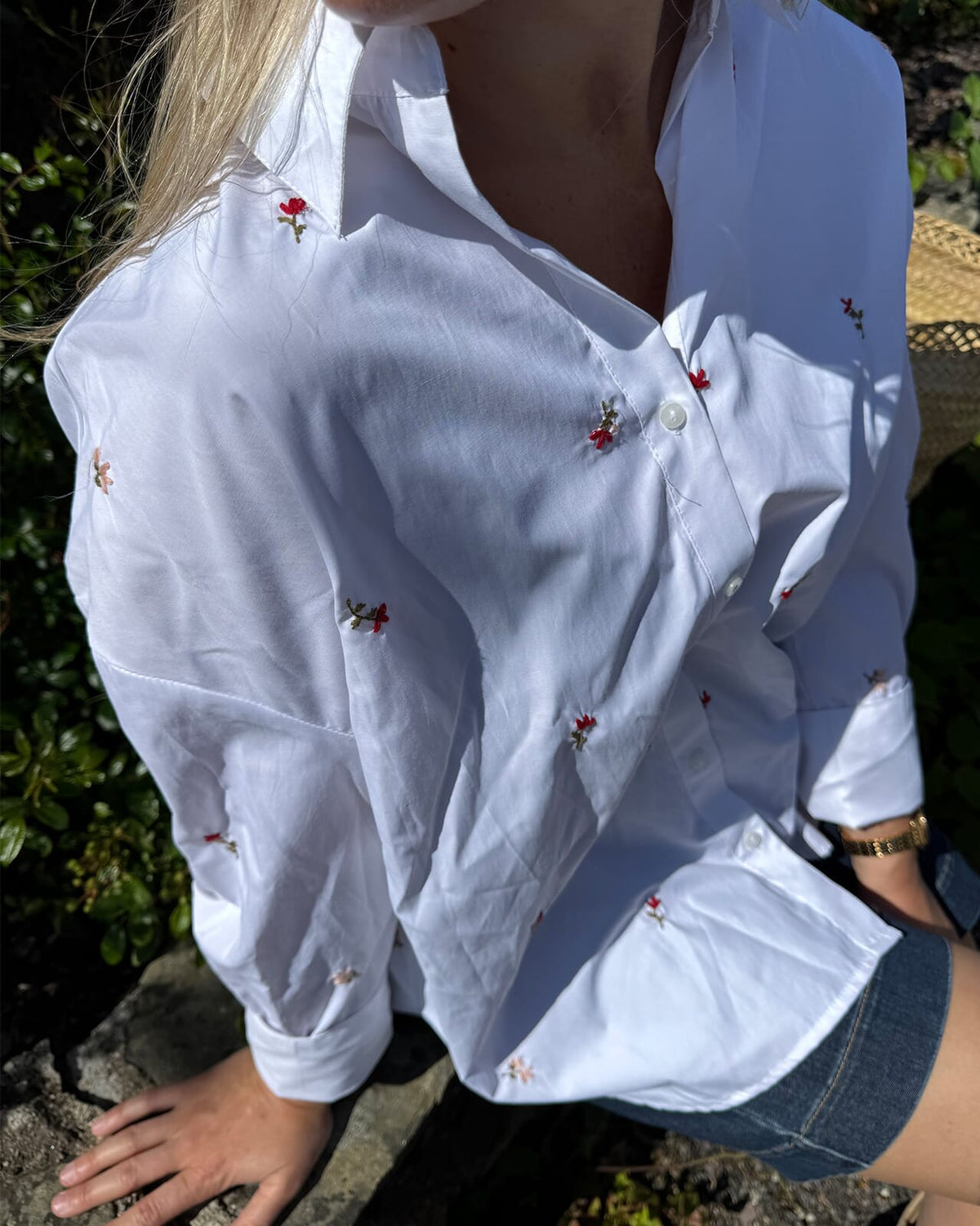 ONLY Skjorte Oregon Alva - Bright White/ Flower Emb