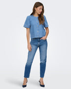 ONLY Denimtopp Astra SS Denim Shirt - Medium Blue Denim