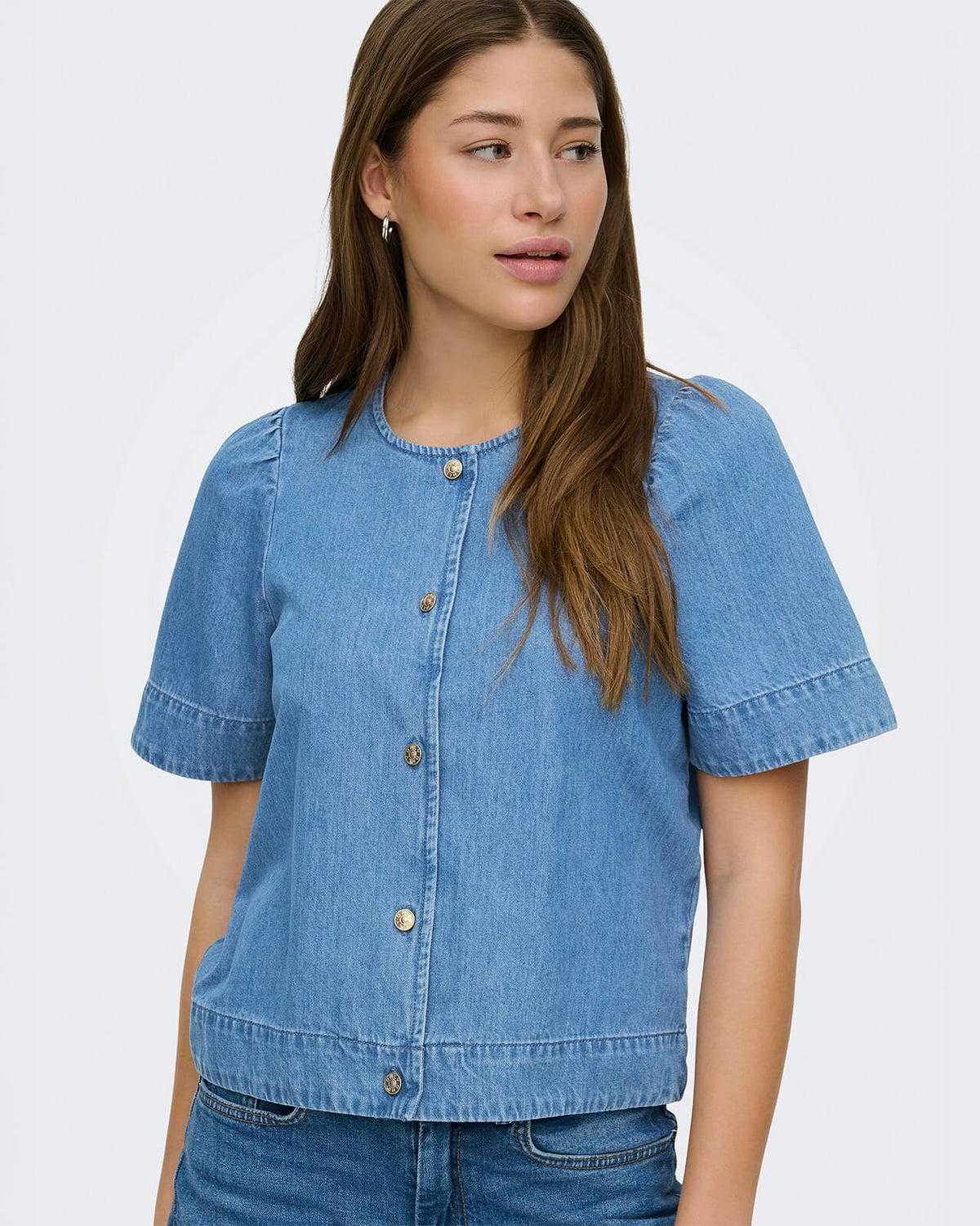 ONLY Denimtopp Astra SS Denim Shirt - Medium Blue Denim