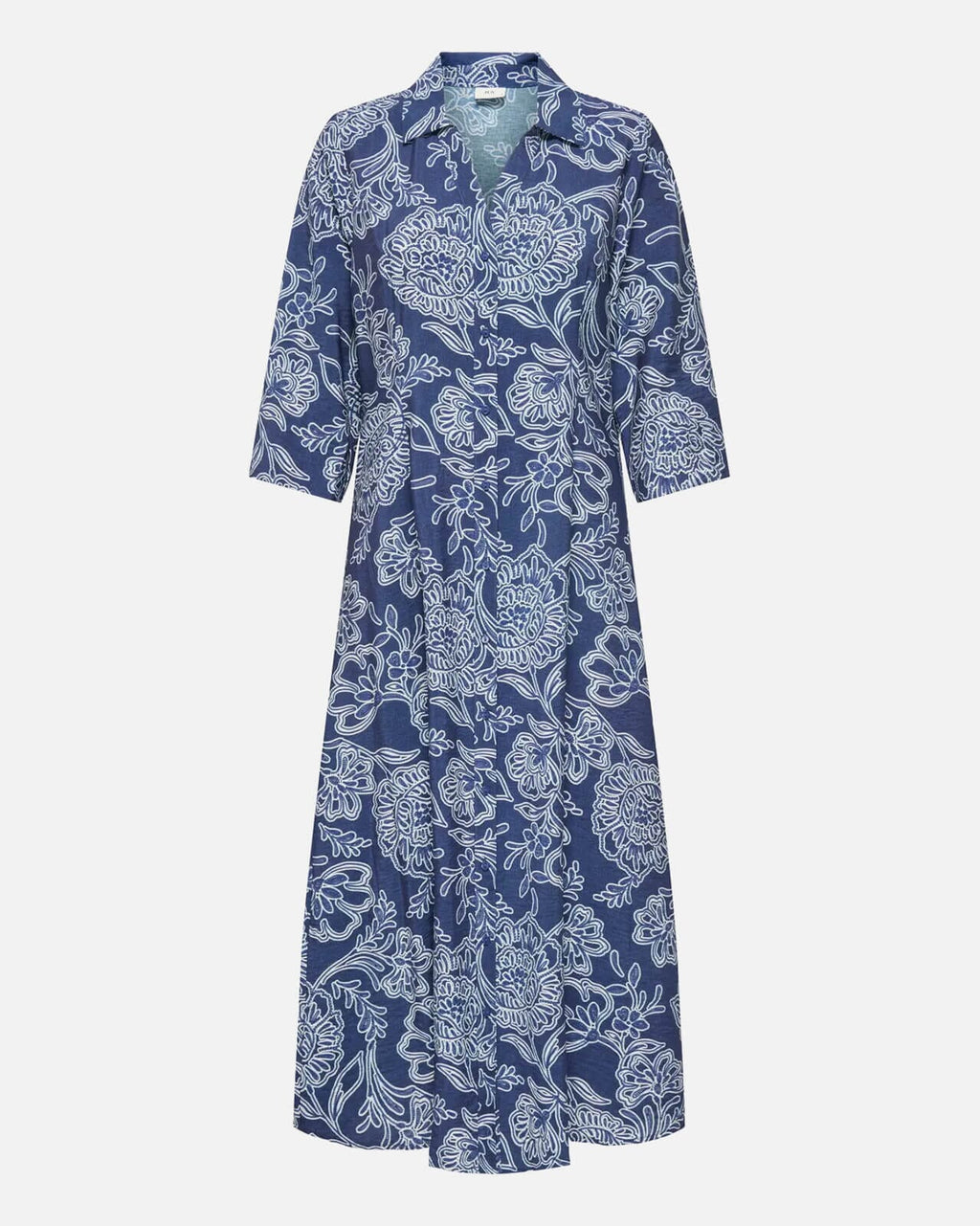 JDY Midikjole Elise Life 3/4 Midi - Dark Blue Denim/ Patriot Blue Flowers