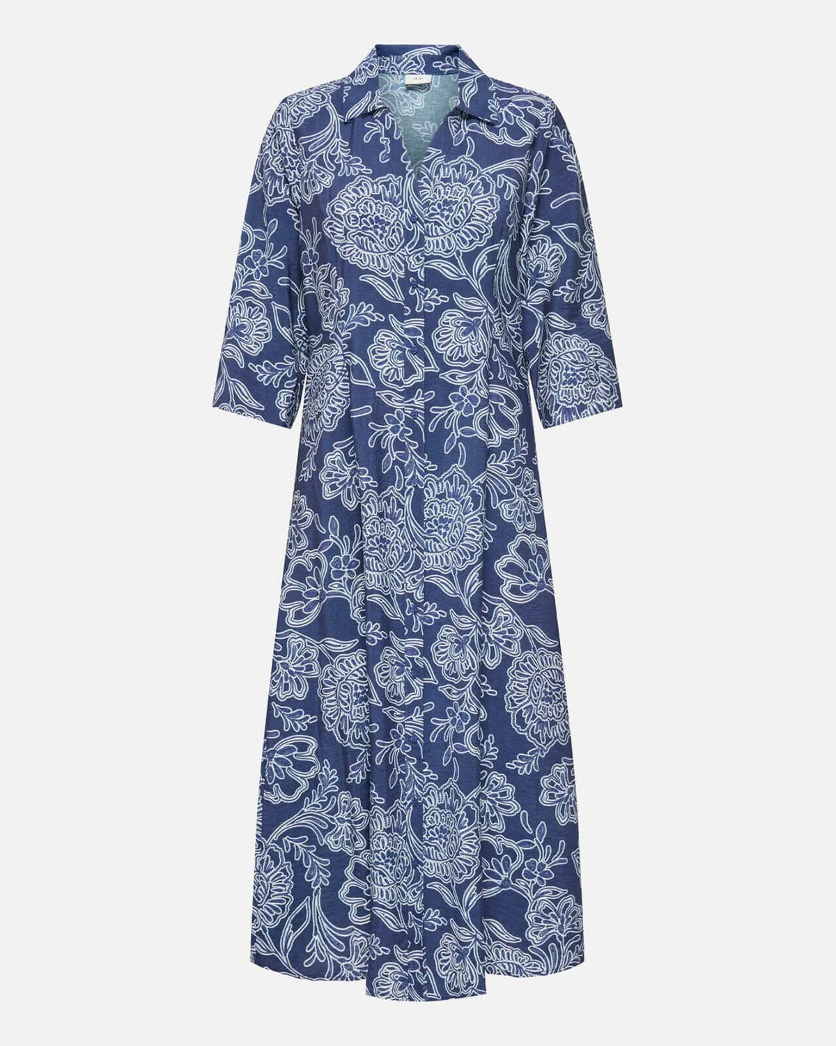 JDY Midikjole Elise Life 3/4 Midi - Dark Blue Denim/ Patriot Blue Flowers
