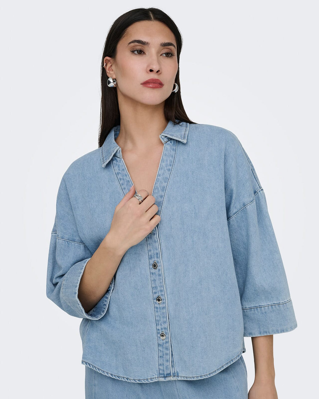 ONLY Denimtopp Montes 3/4 DNM Shirt Gua - Light Blue Denim