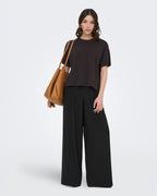 JDY Topp Astra S/S O-neck Slit - Chocolate Torte