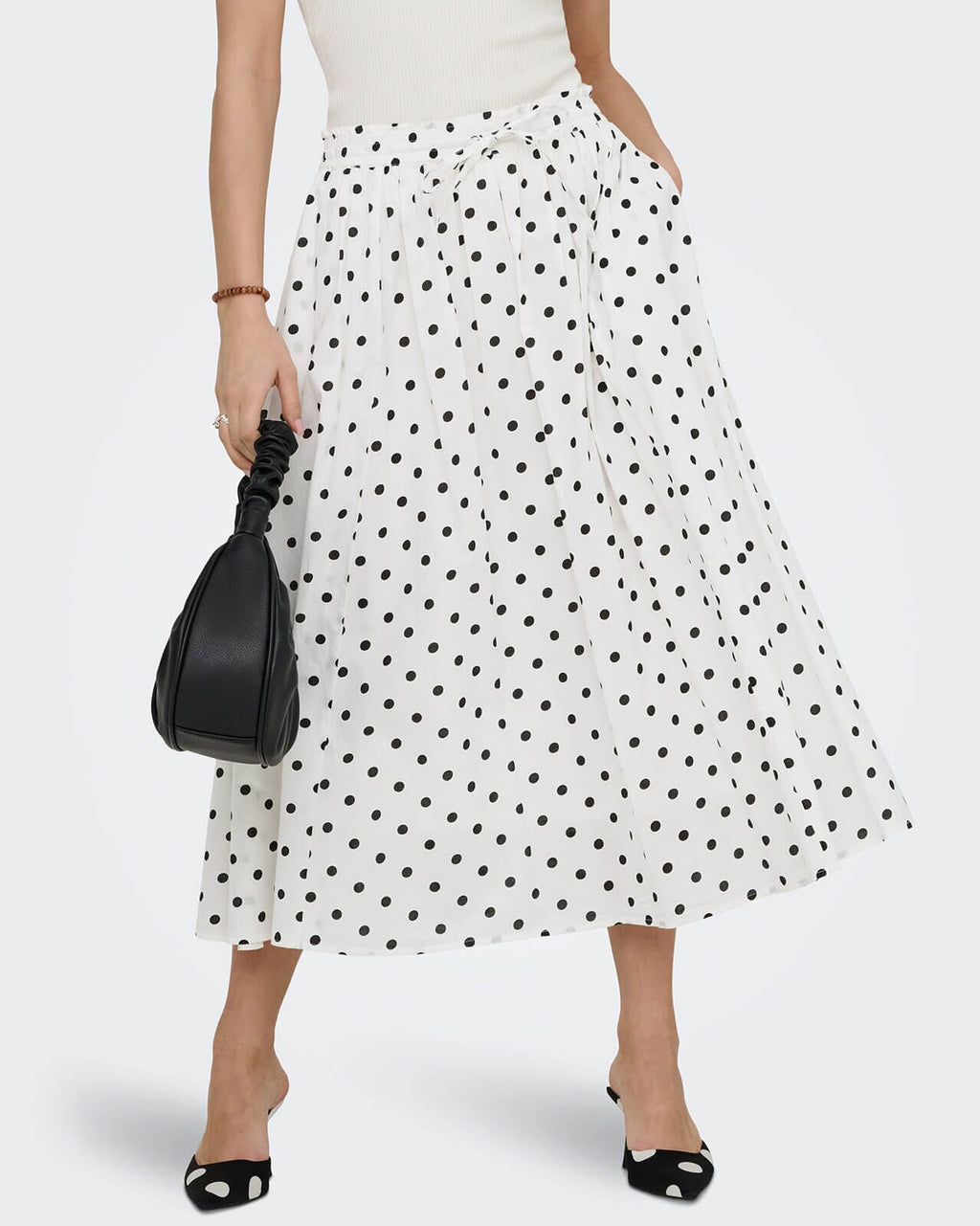 JDY Maxiskjørt Diego HW - Cloud Dancer / Black Dot