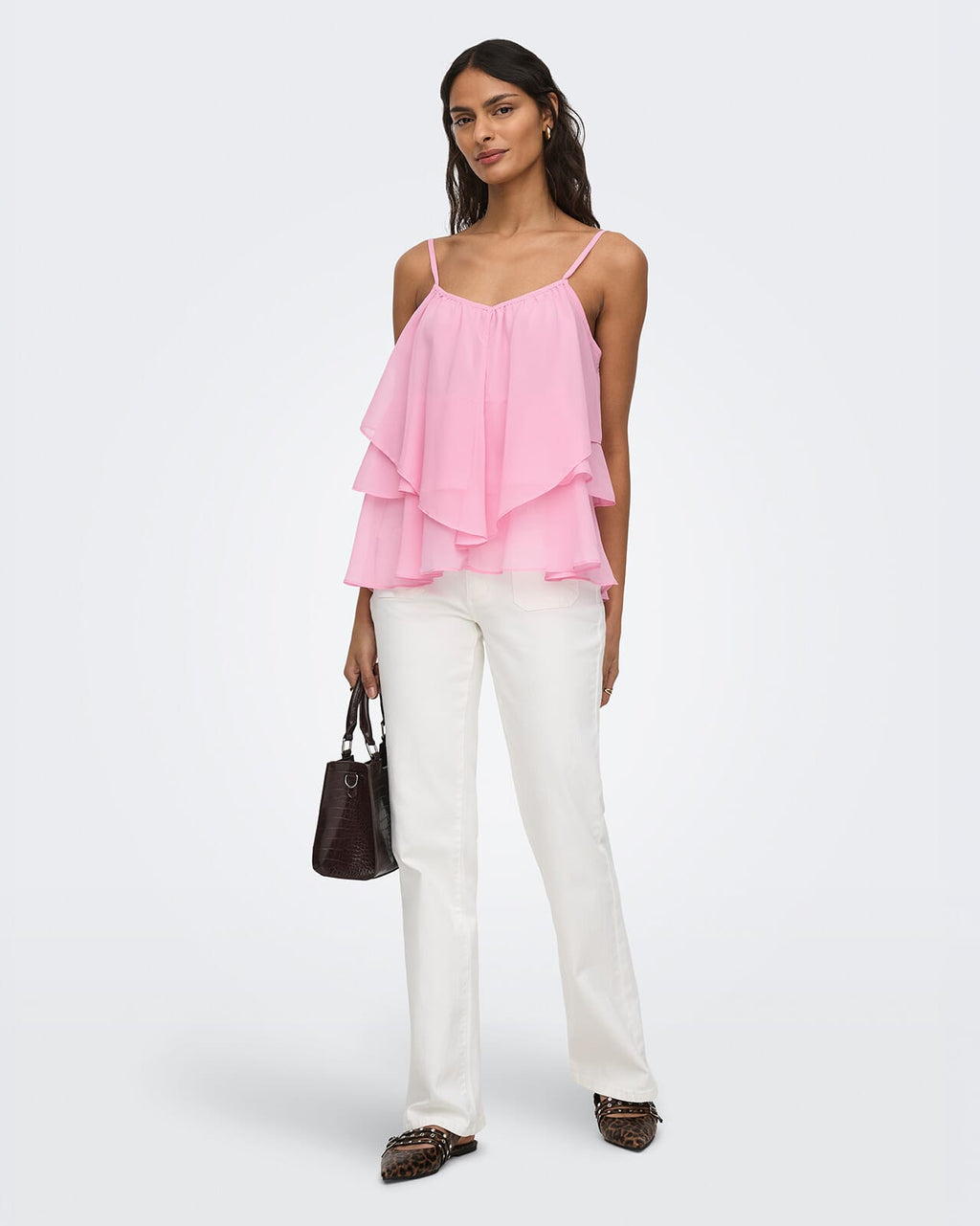 JDY Topp Elvira Layer L/S Layer Top - Bonbon