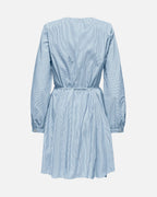JDY Kjole Kalinka LS Flared - Cashmere Blue/ White