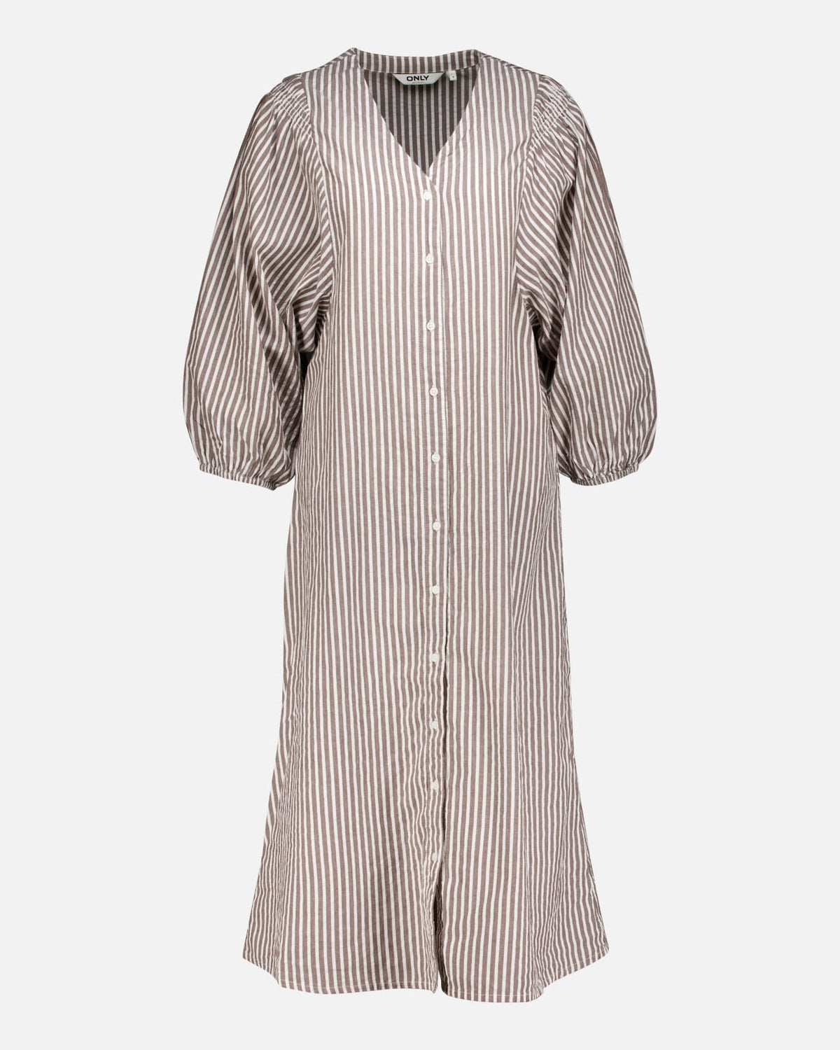 ONLY Midikjole Rolly Stripe  L/S Midi Stripe Dress - Chocolate Martini/ Cloud Dancer