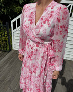 ONLY Omslagskjole Miriam LS Wrap Midi - Pink Marshmallow/ Porcelain flowers