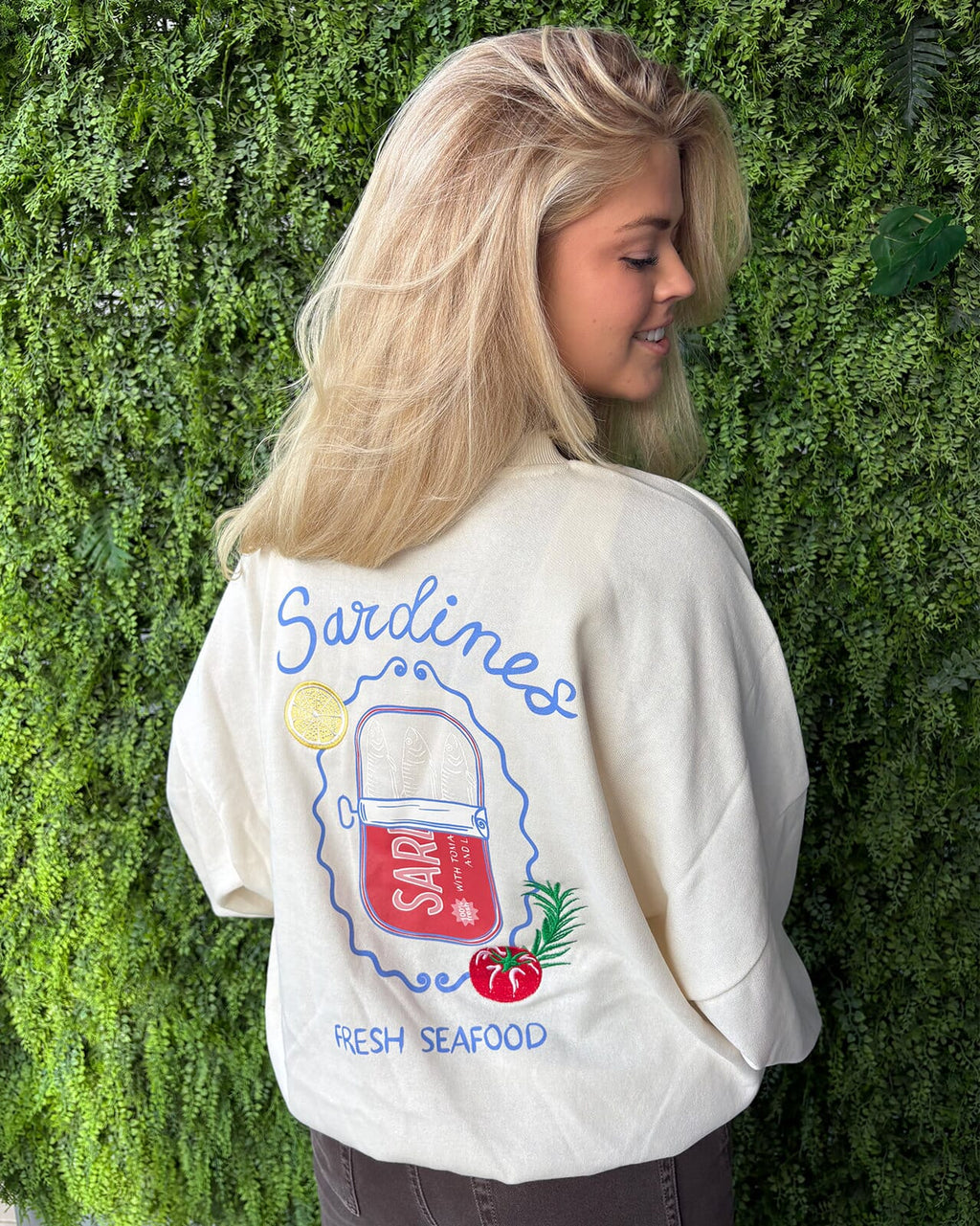 ONLY Collegegenser Deborah New L/S Club O-neck - Birch Seafood