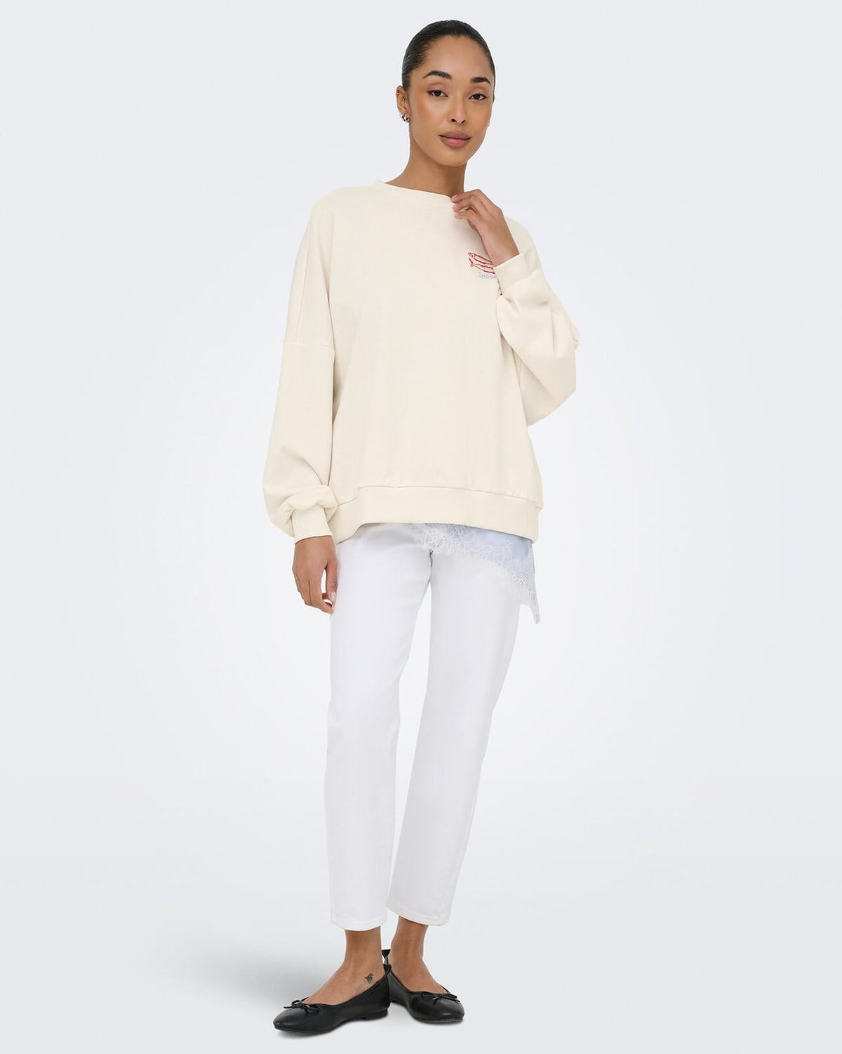 ONLY Collegegenser Deborah New L/S Club O-neck - Birch Seafood