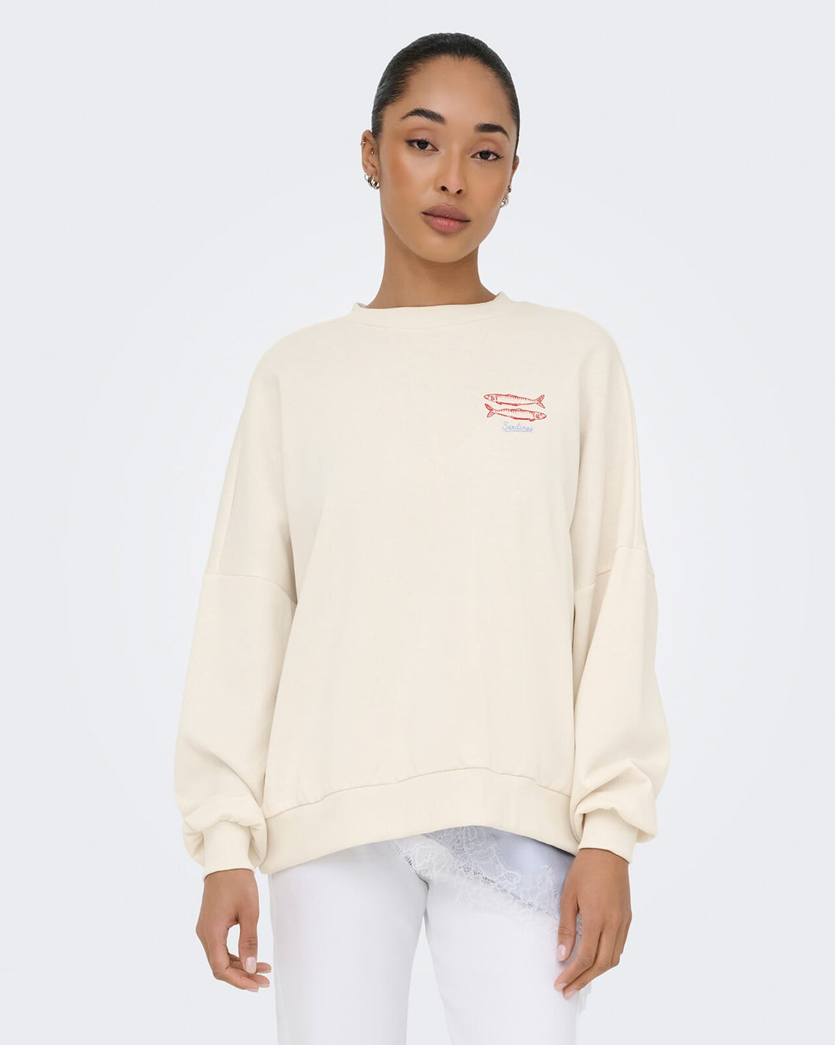ONLY Collegegenser Deborah New L/S Club O-neck - Birch Seafood