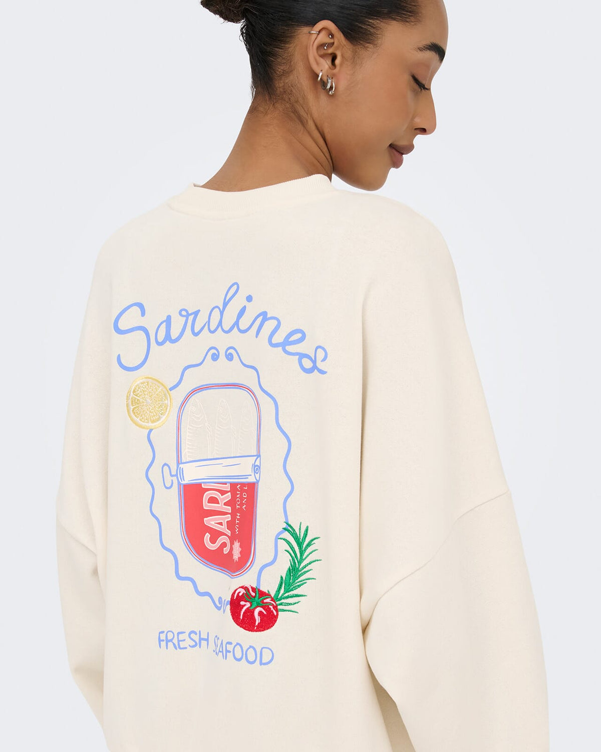 ONLY Collegegenser Deborah New L/S Club O-neck - Birch Seafood