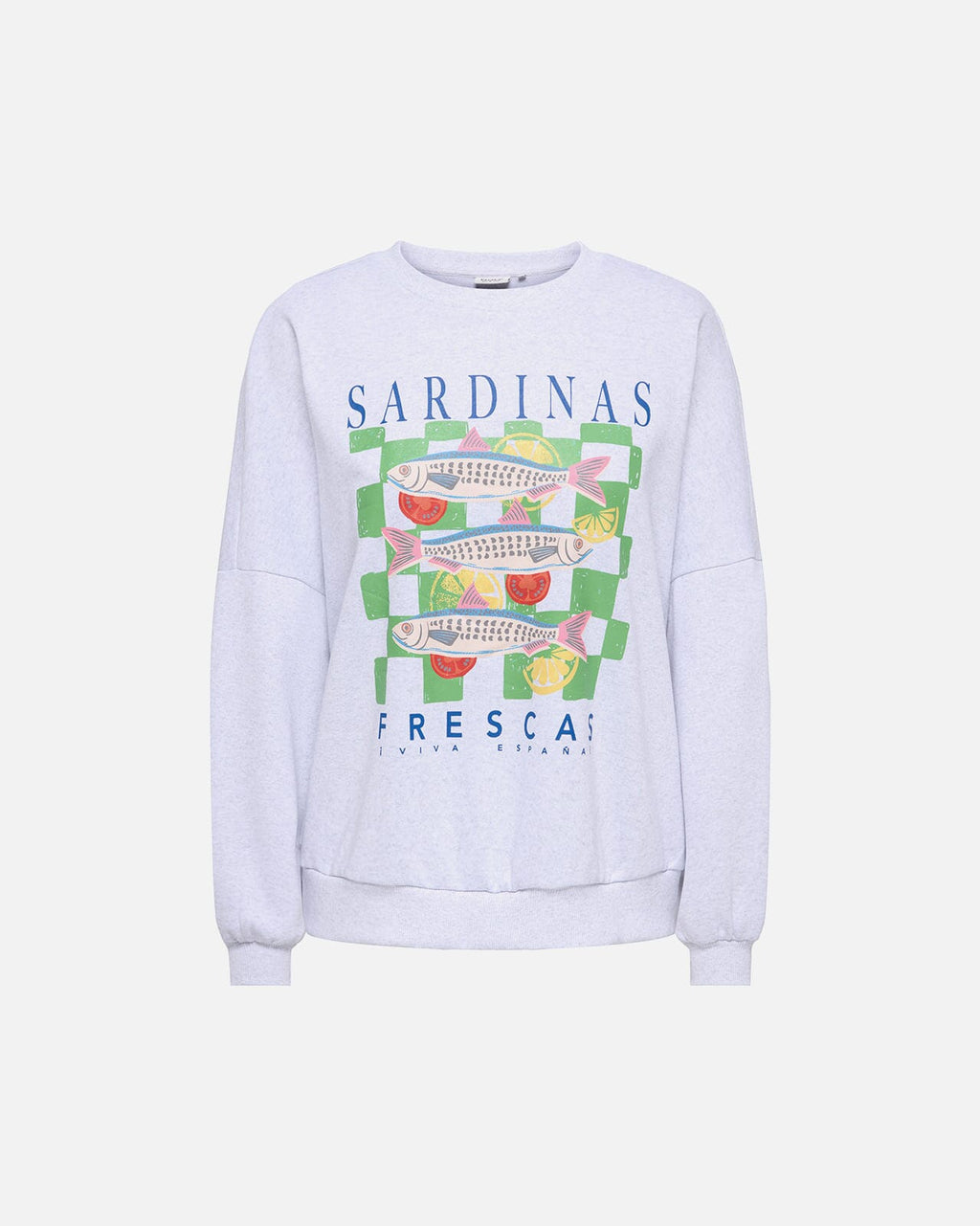 ONLY Collegegenser Deborah New L/S Club O-neck - Light Grey Melange/ Sardinas