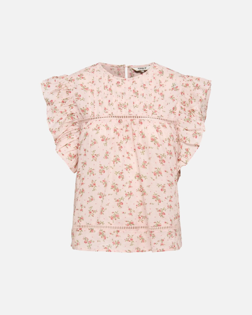 ONLY Topp Asha SL Frill O-neck - Rose Quartz/ Summer Garden Flower