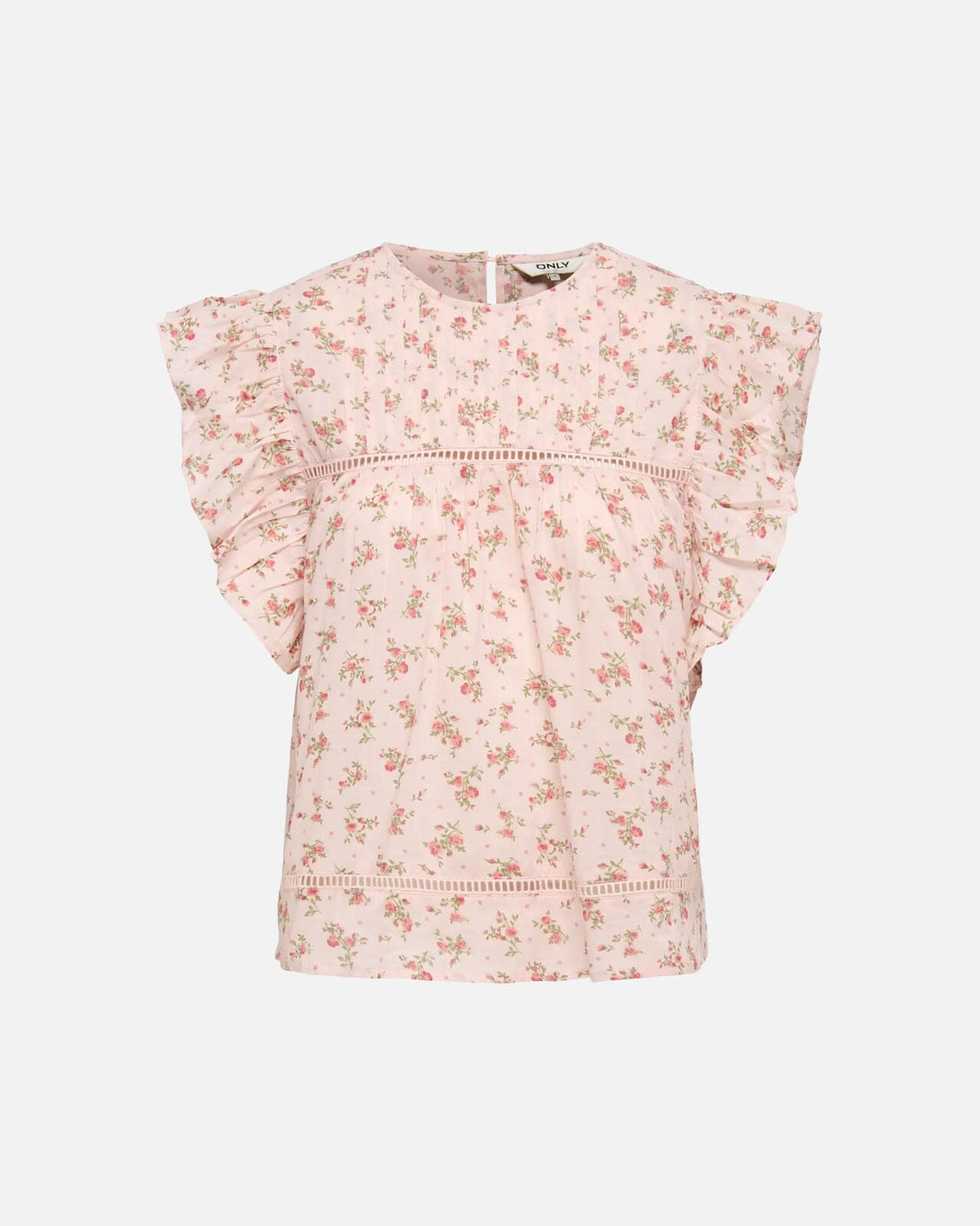 ONLY Topp Asha SL Frill O-neck - Rose Quartz/ Summer Garden Flower
