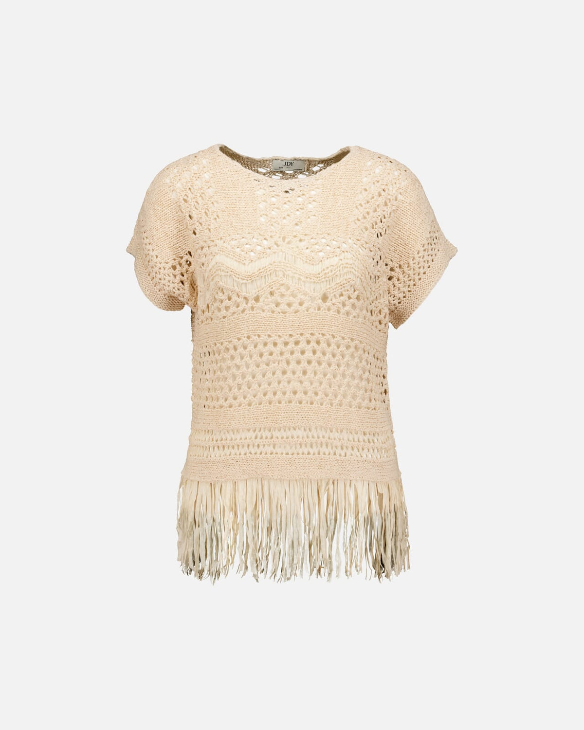 JDY Topp Ester S/S Fringe - Sandshell