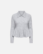 ONLY Strikket Topp Sofia LS Polo Collar Peolum - Light Grey Melange
