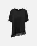 JDY Topp Yurba S/S Assymmetric - Black/ Black Lace