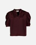 NEO NOIR Bluse Roella Heavy Sateen - Burgundy