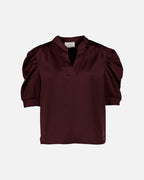 NEO NOIR Bluse Roella Heavy Sateen - Burgundy