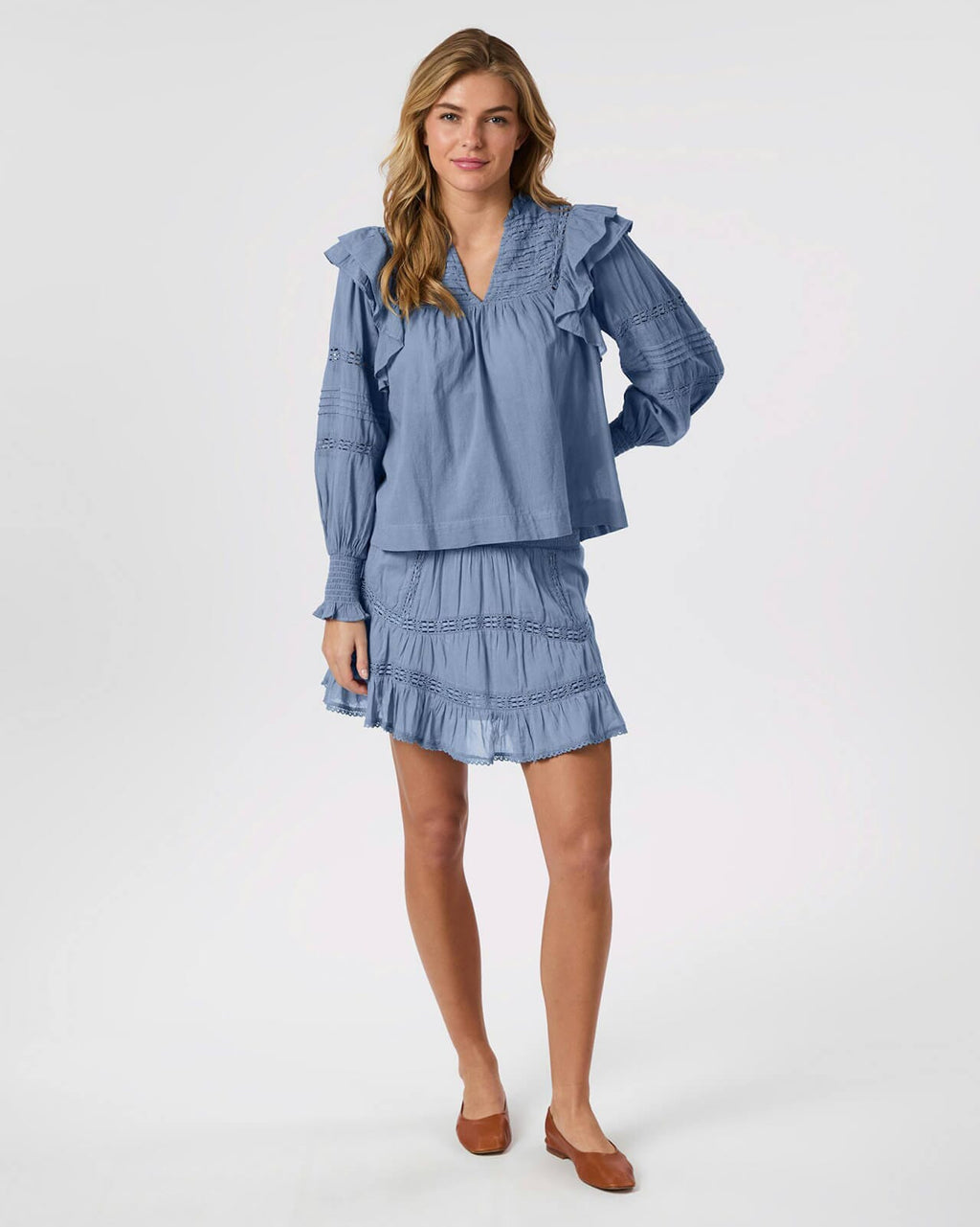 NEO NOIR Bluse Mauri S Voile - Smoke Blue