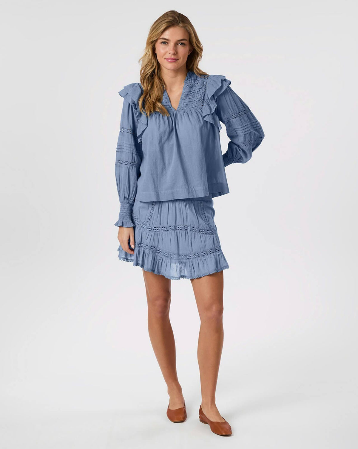 NEO NOIR Bluse Mauri S Voile - Smoke Blue