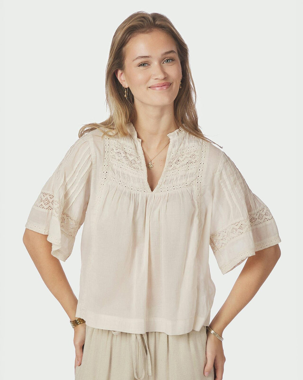 NEO NOIR Bluse Siama S Voile - Ivory