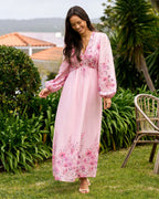 NEO NOIR Maxikjole Silfi Flower Print - Dusty Rose