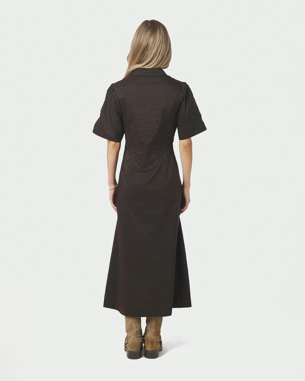 NEO NOIR Midikjole Baia Poplin - Chocolate Brown