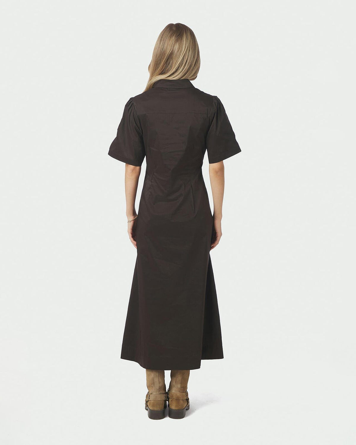 NEO NOIR Midikjole Baia Poplin - Chocolate Brown