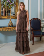 NEO NOIR Maaxikjole Marli Solid Chiffon - Dusty Brown