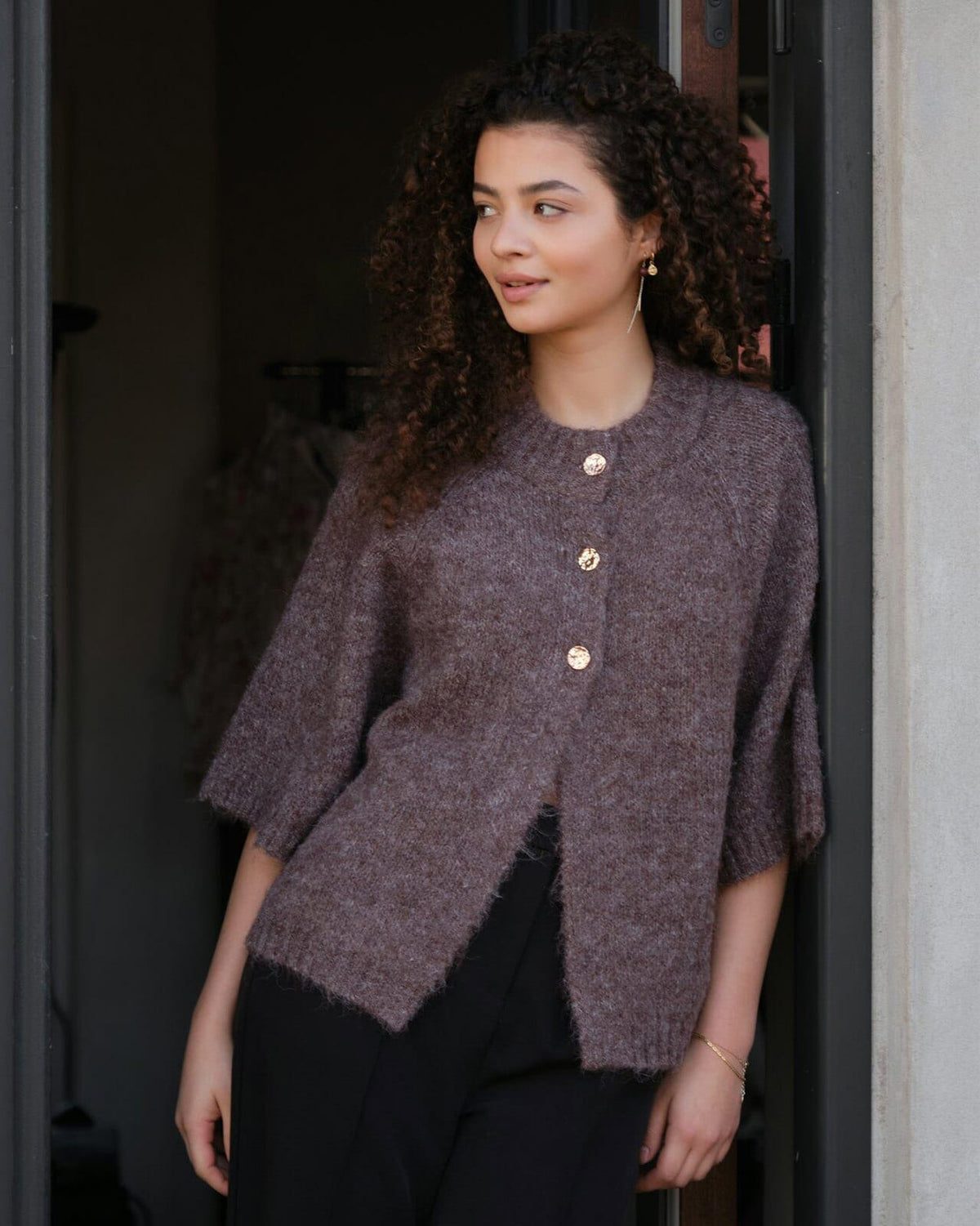 NEO NOIR Cardigan Benuta Fluffy Knit - Light Brown