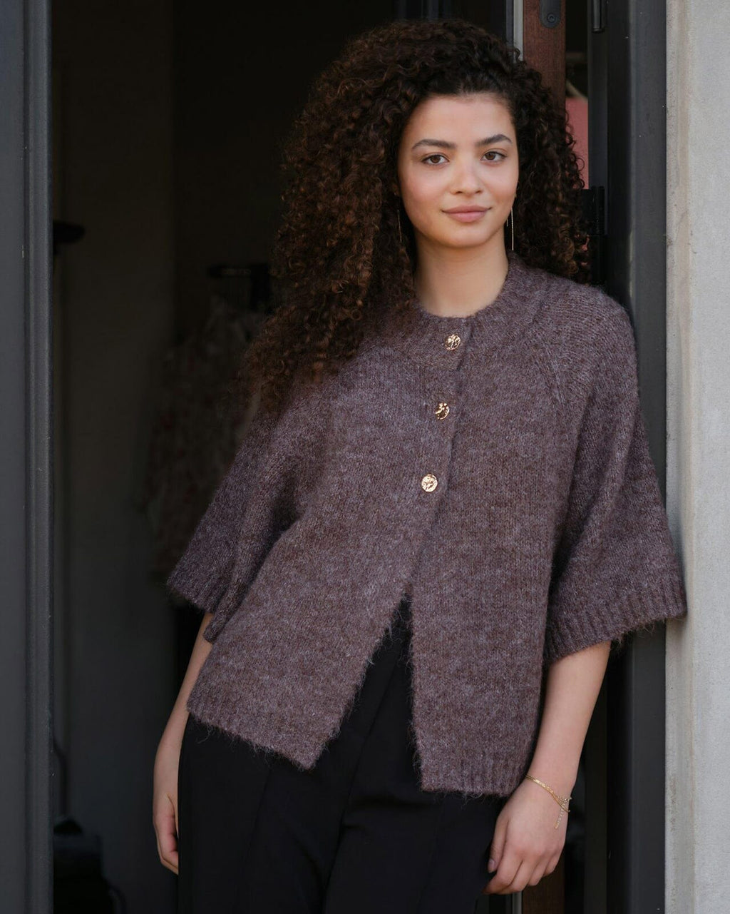 NEO NOIR Cardigan Benuta Fluffy Knit - Light Brown