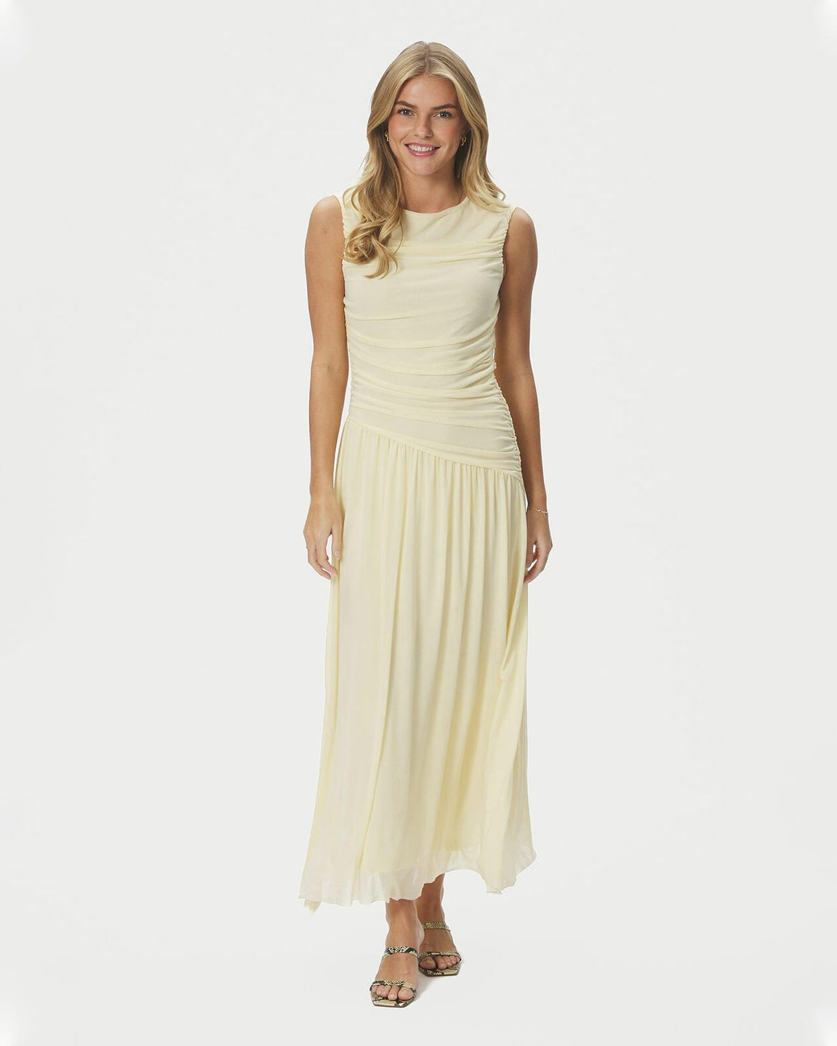 NEO NOIR Maxikjole Cludine Mesh - Light Yellow