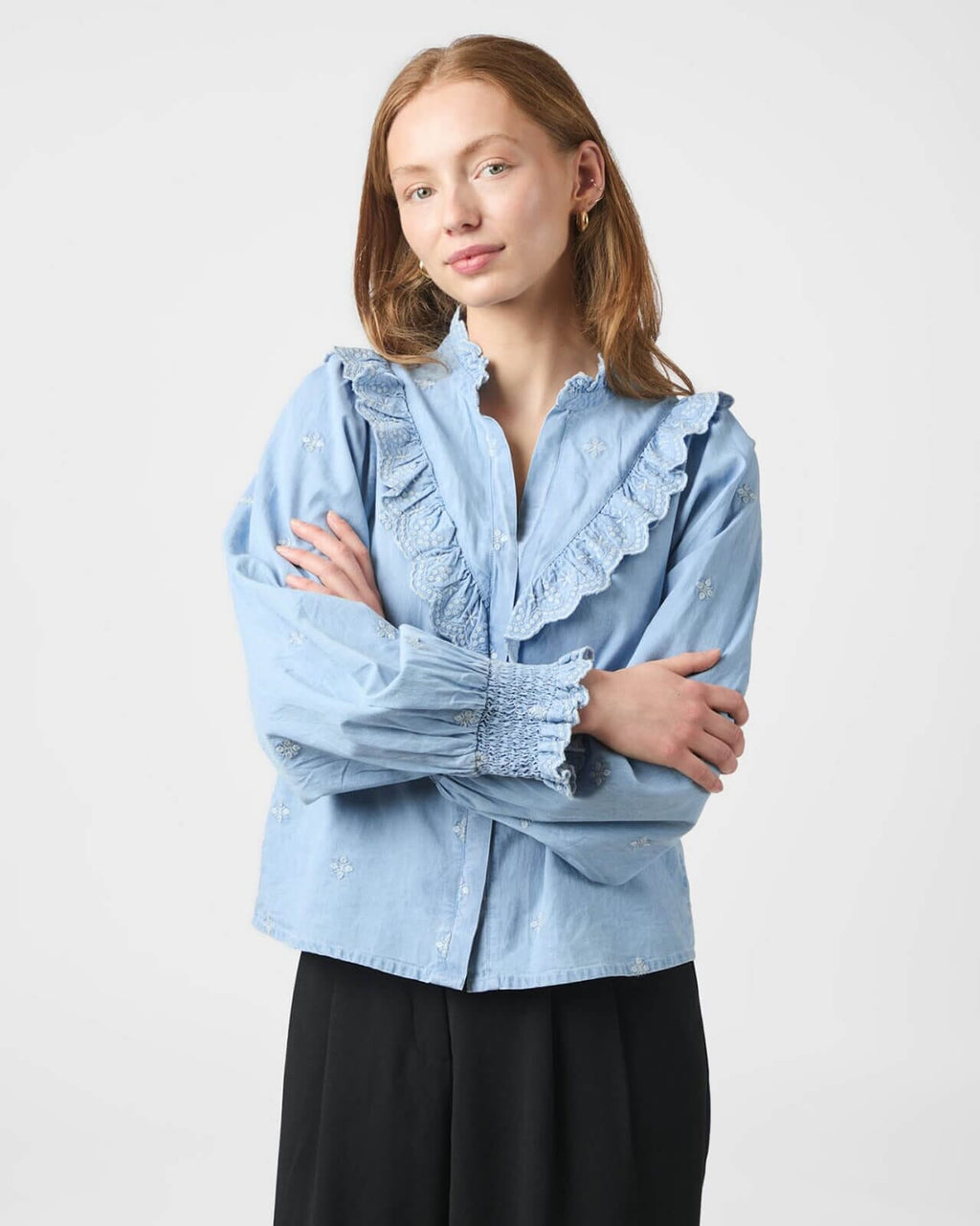 NEO NOIR Bluse Degas Denim Blouse - Light Blue