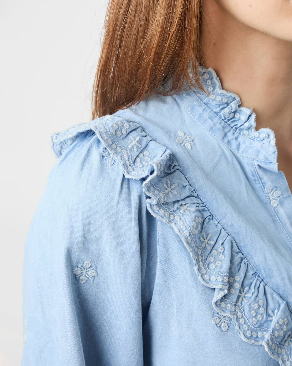 NEO NOIR Bluse Degas Denim Blouse - Light Blue