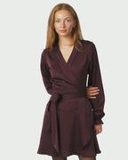 NEO NOIR Omslagskjole Colbie Heavy Sateen - Burgundy