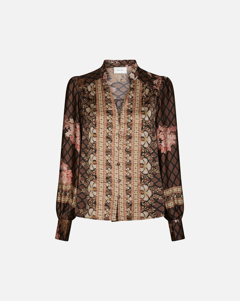 NEO NOIR Bluse Massima Botanical Border - Black