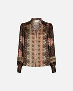 NEO NOIR Bluse Massima Botanical Border - Black