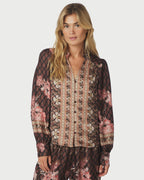 NEO NOIR Bluse Massima Botanical Border - Black
