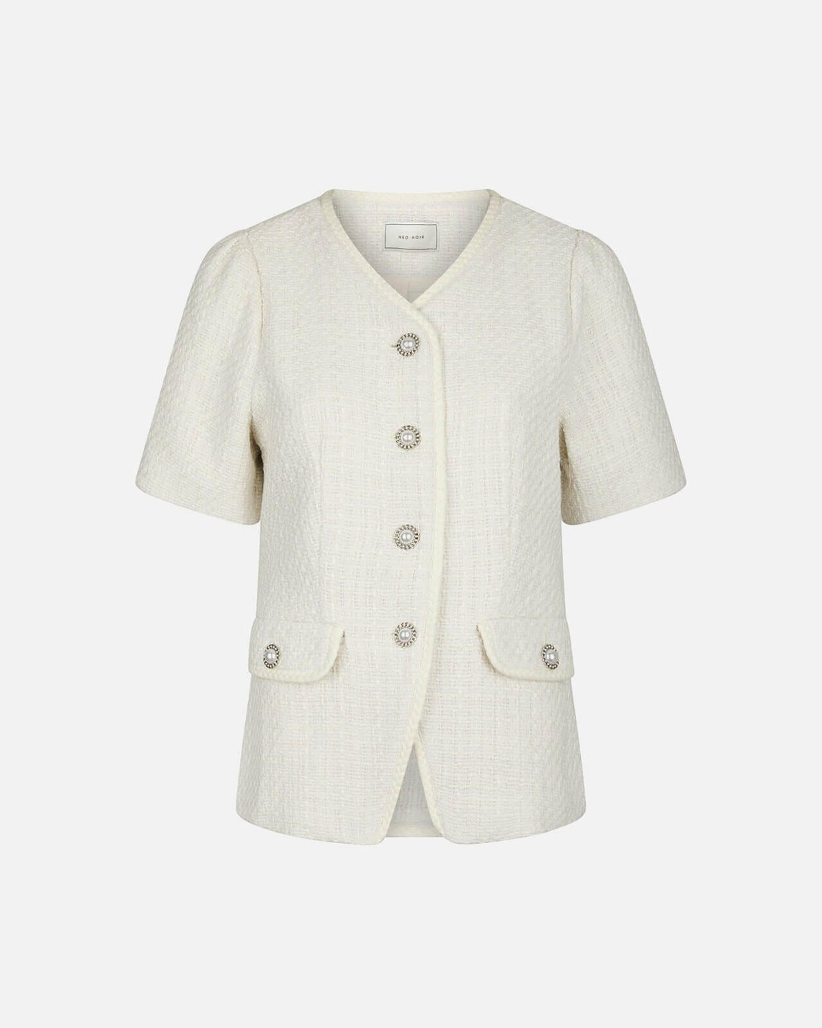 NEO NOIR Topp Faina Boucle - Offwhite
